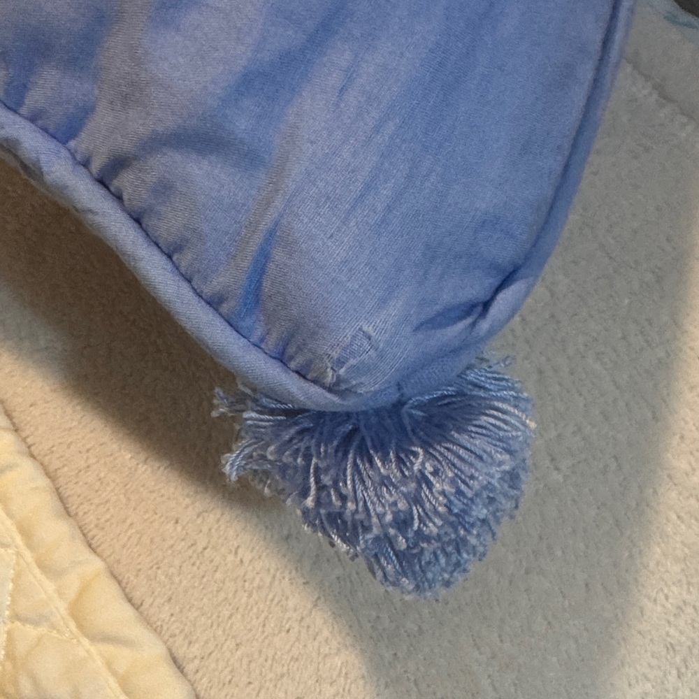 Pottery Barn Kids Blue and Light Blue Pom-Pom Pillows - Picture 6 of 7